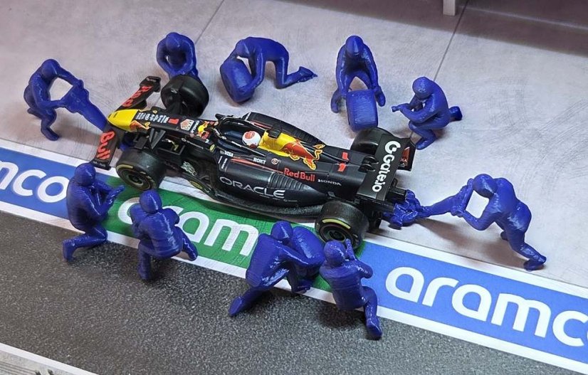 Figurky 1:43 - Mechanici Pit stop velká sada 10 ks - modrá
