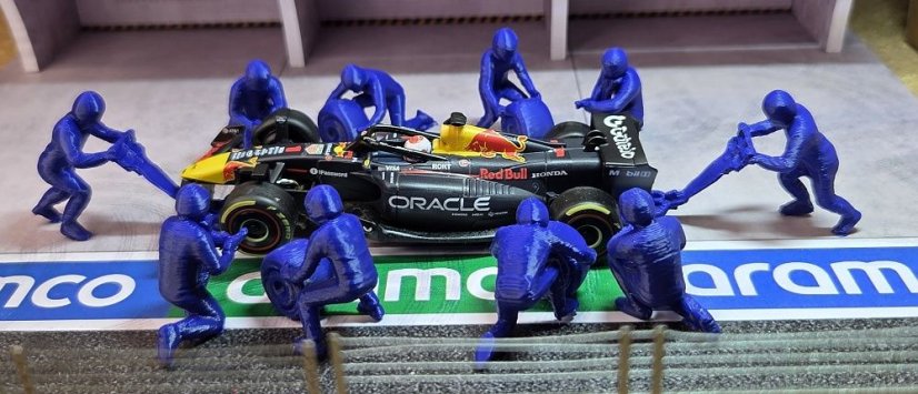 Figurky 1:43 - Mechanici Pit stop velká sada 10 ks - modrá