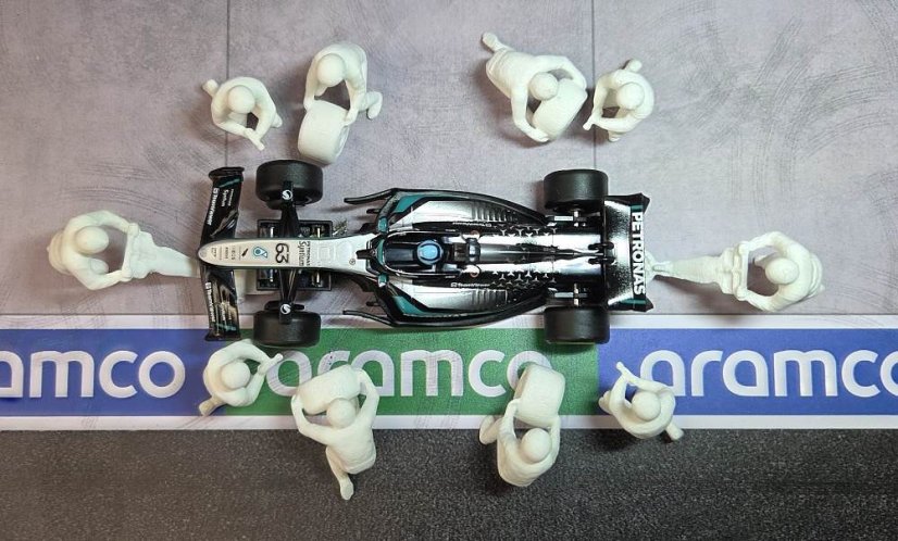 Figurky 1:43 - Mechanici Pit stop velká sada 10 ks - bílá