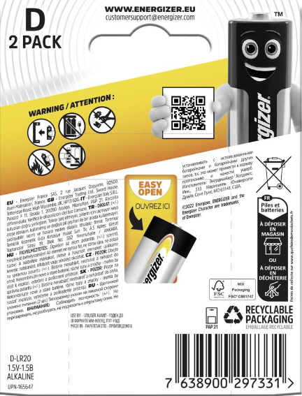 Baterie Energizer Alkaline D-LR20 1,5V- 2 ks