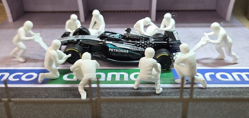 Figurky 1:43 - Mechanici Pit stop velká sada 10 ks - bílá