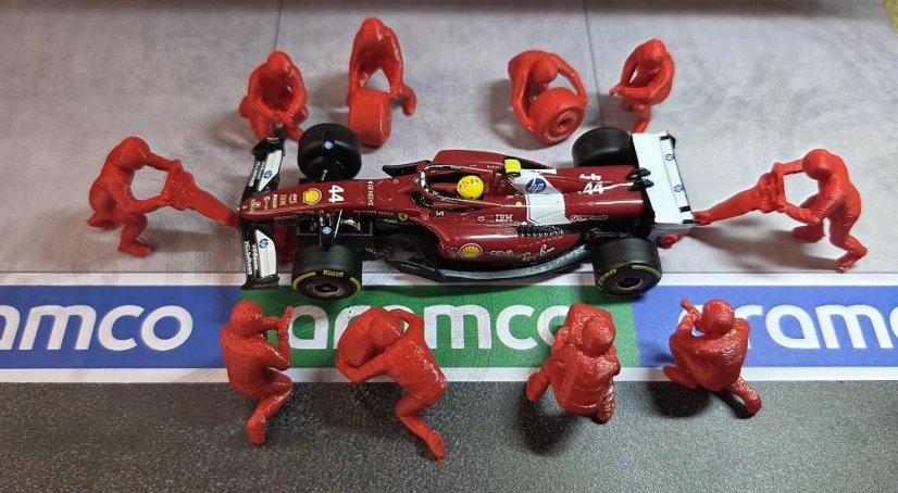 Figurky 1:43 - Mechanici Pit stop velká sada 10 ks - červená