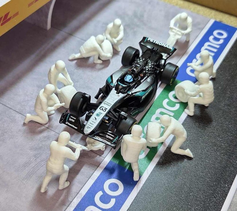 Figurky 1:43 - Mechanici Pit stop velká sada 10 ks - bílá